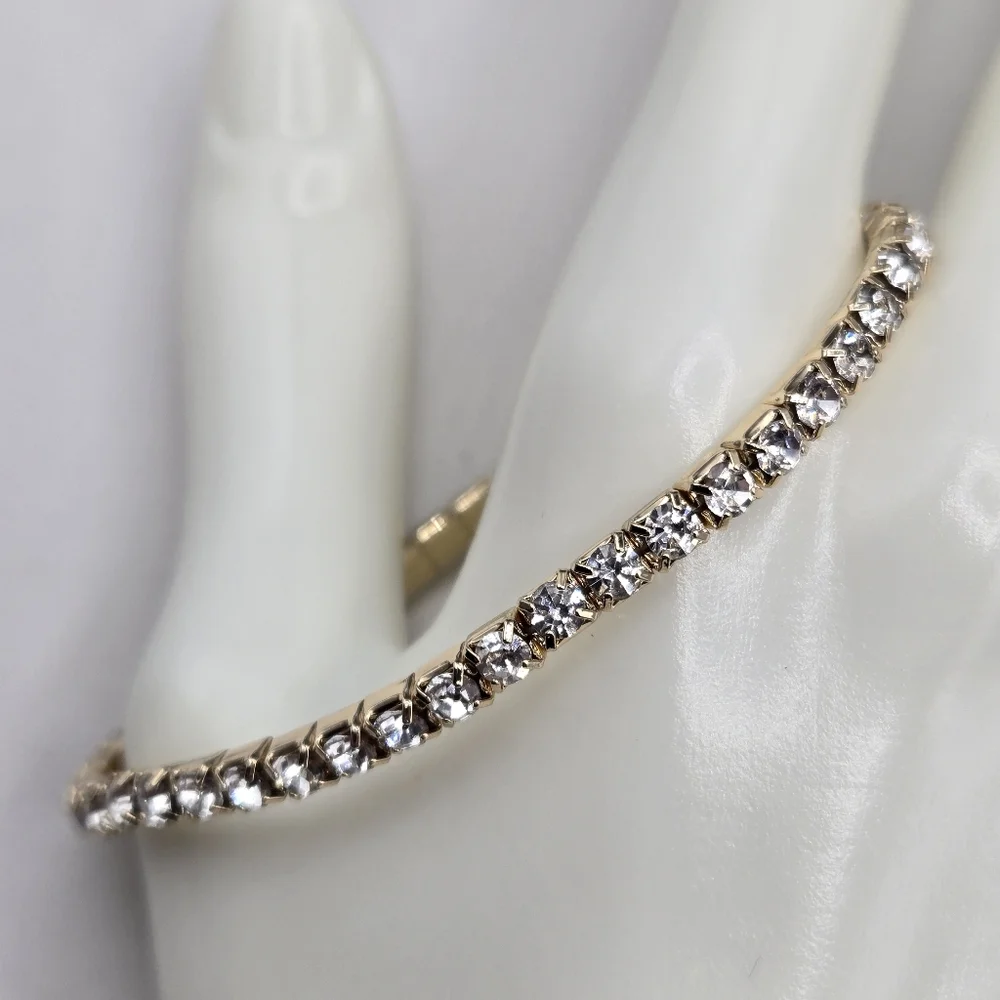 Swarovski Elements Clear Gold Bracelet Made w Swarovski Crystals